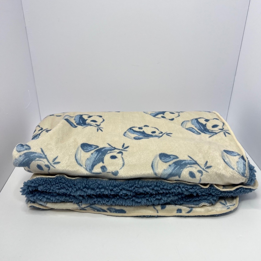 Carter's Blue Panda Sherpa Baby Blanket Toddler Plush Soft Cozy Lovey Security